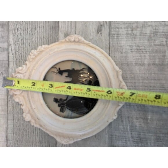 Vintage Oval Convex Reverse Painted Silhouette Wall Art Set Victorian - Picture 6 of 7